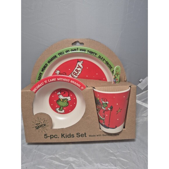 DR.SEUSS THE GRINCH WHO STOLE CHRISTMAS KIDS 4 PIECE PLACE SETTING CHILDREN - Picture 1 of 5